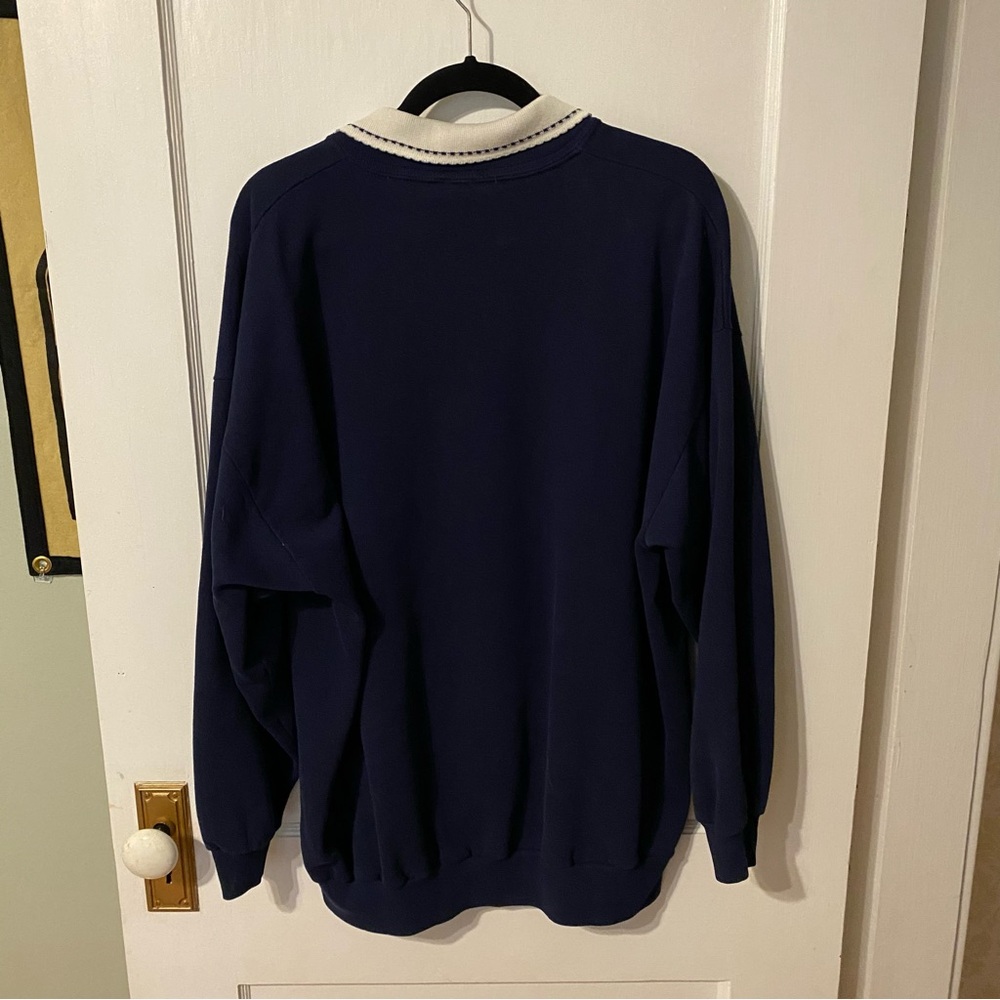 Vintage 90s Morning Sun Collared Sweatshirt Cat and Birds - Picture 2 of 4